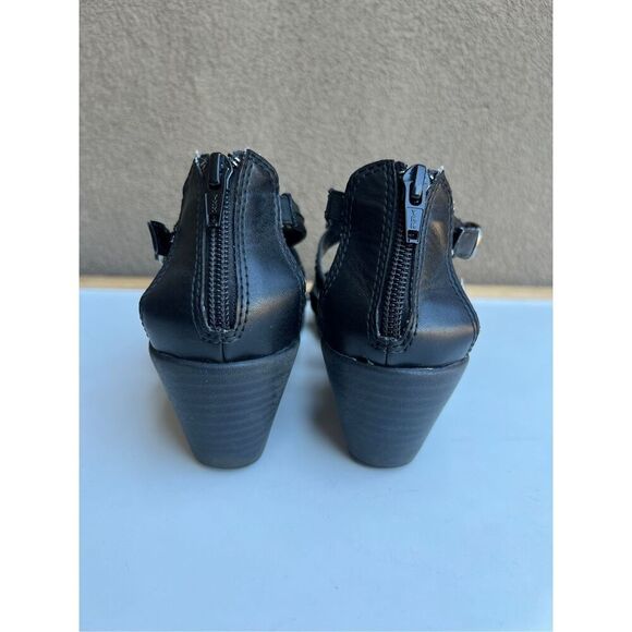 Earth Spirit Sandals Women Size 6 Black Leather Kelly Low Wedge Gladiator Strapp - Picture 5 of 10